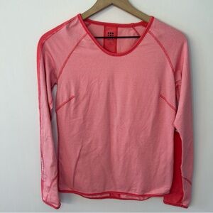 Title Nine Women’s Coral Pink and White Stripe Long Sleeve Shirt, Size Small